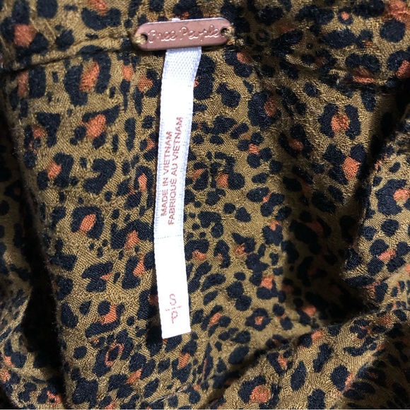 Free People Celia Leopard Print Tie-Front Top S - Picture 6 of 9